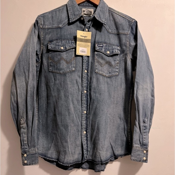Wrangler Other - Wrangler Blue  Denim Work Western Pearl Snap Youth Boys Size XL Long Sleeve NWT